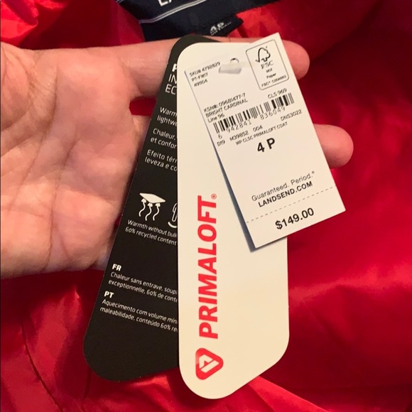 Lands’ End Primaloft Scarlet Cherry Red Snapfront Puffer Jacket 4 - Picture 9 of 9